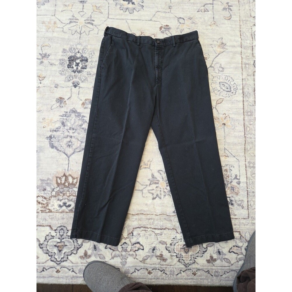 #417 Haggar Pants Men 38x29 Blue Chino Casual Zip Fly 100% Cotton